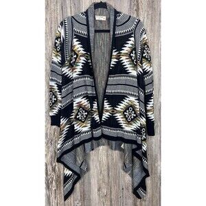 Ruff Hewn Womens Cardigan Sweater Southwestern Aztec Long Sleeve Waterfall XL